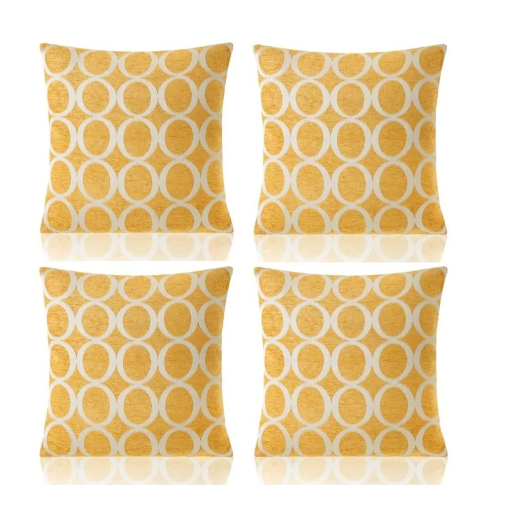 Luxury Living Luxury Chenille Cushion set of 4 in Yellow