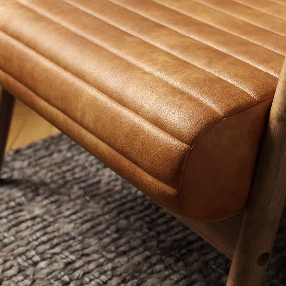 Quinn Faux Leather Wooden Arm Accent Chair 4