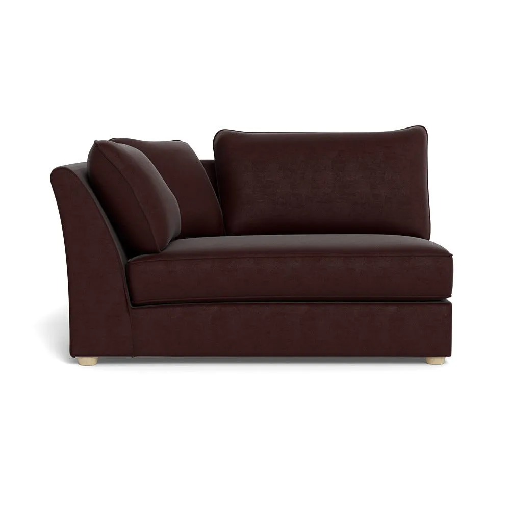 Heal's Tailor Large Curved Left Hand Facing Corner Unit Smart Luxe Velvet Acorn Natural Beech Feet