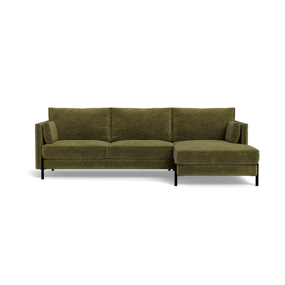 Heal's Tortona Right Hand Facing 4 Seater Corner Chaise Boucle Velvet Wilder Black Feet 1