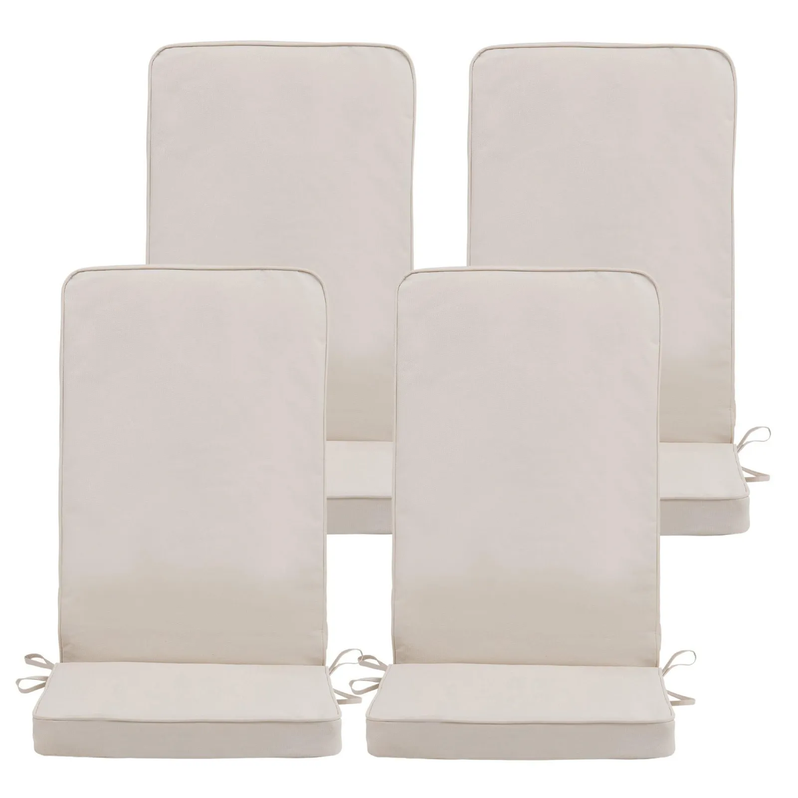 icon Outdoor High Back Seat Cushion Set of 4 Olive Green Geometric in Beige
