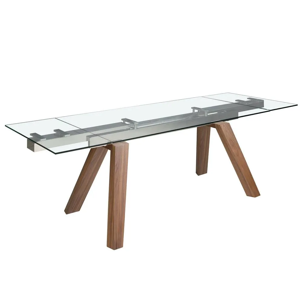 Angel Cerda Rectangular Extending Dining Table, Tempered Glass in Brown