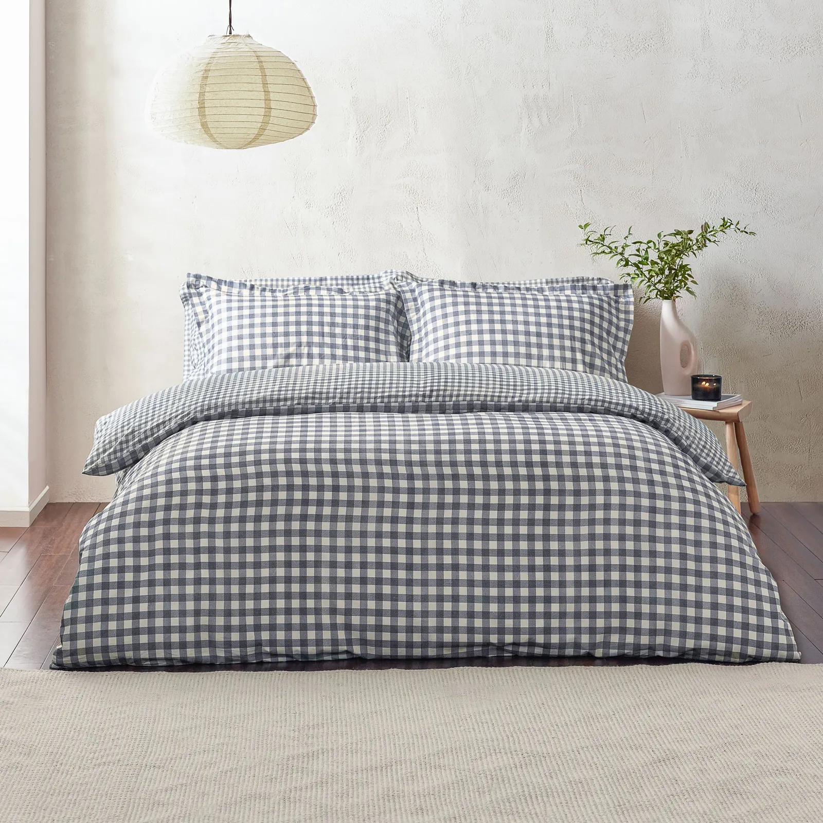 Yard Barton Gingham Check Reversible Duvet Cover Set in Navy 4
