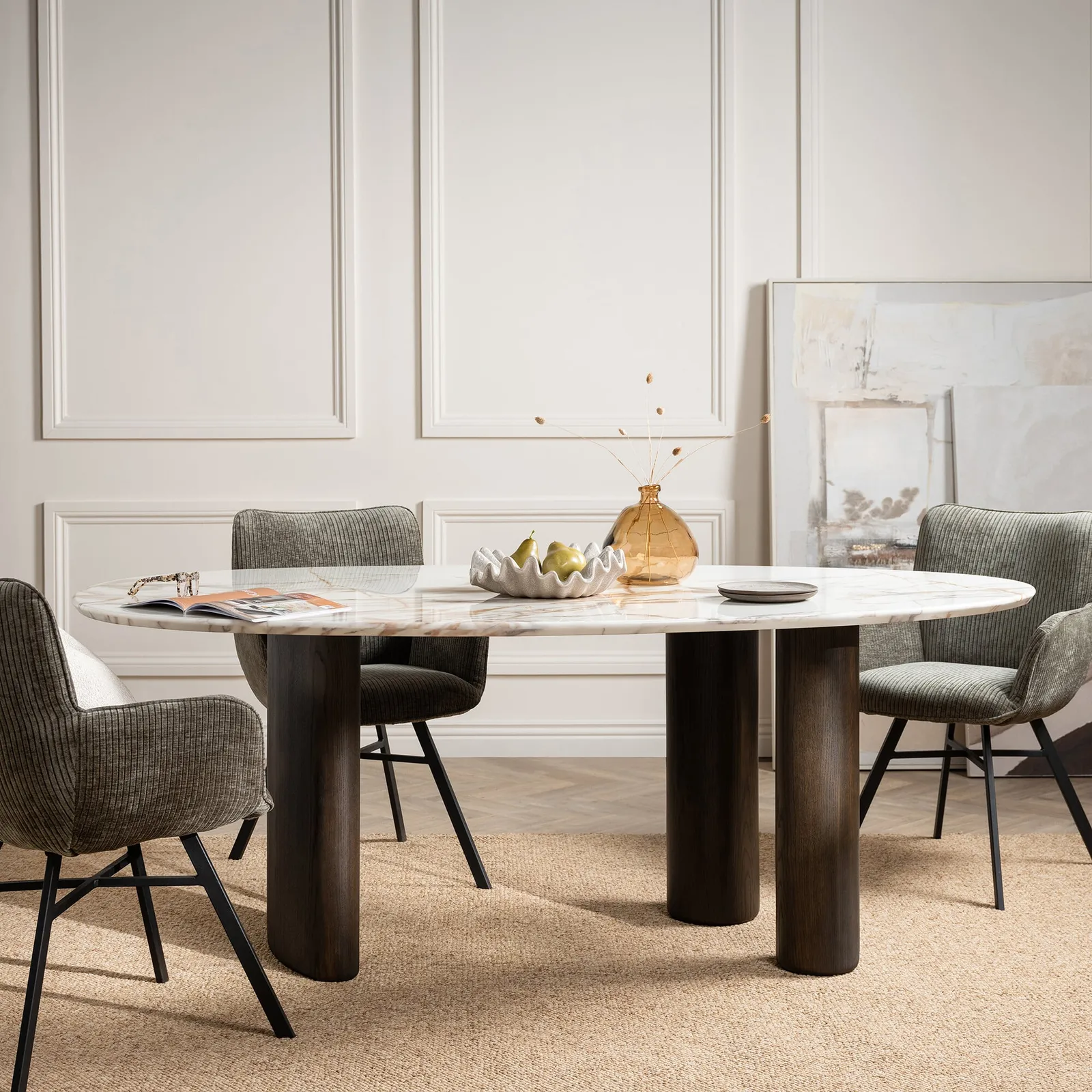 Mati Dining Chair With Arms - Matching Stitch, Green Fabric | Barker & Stonehouse 2