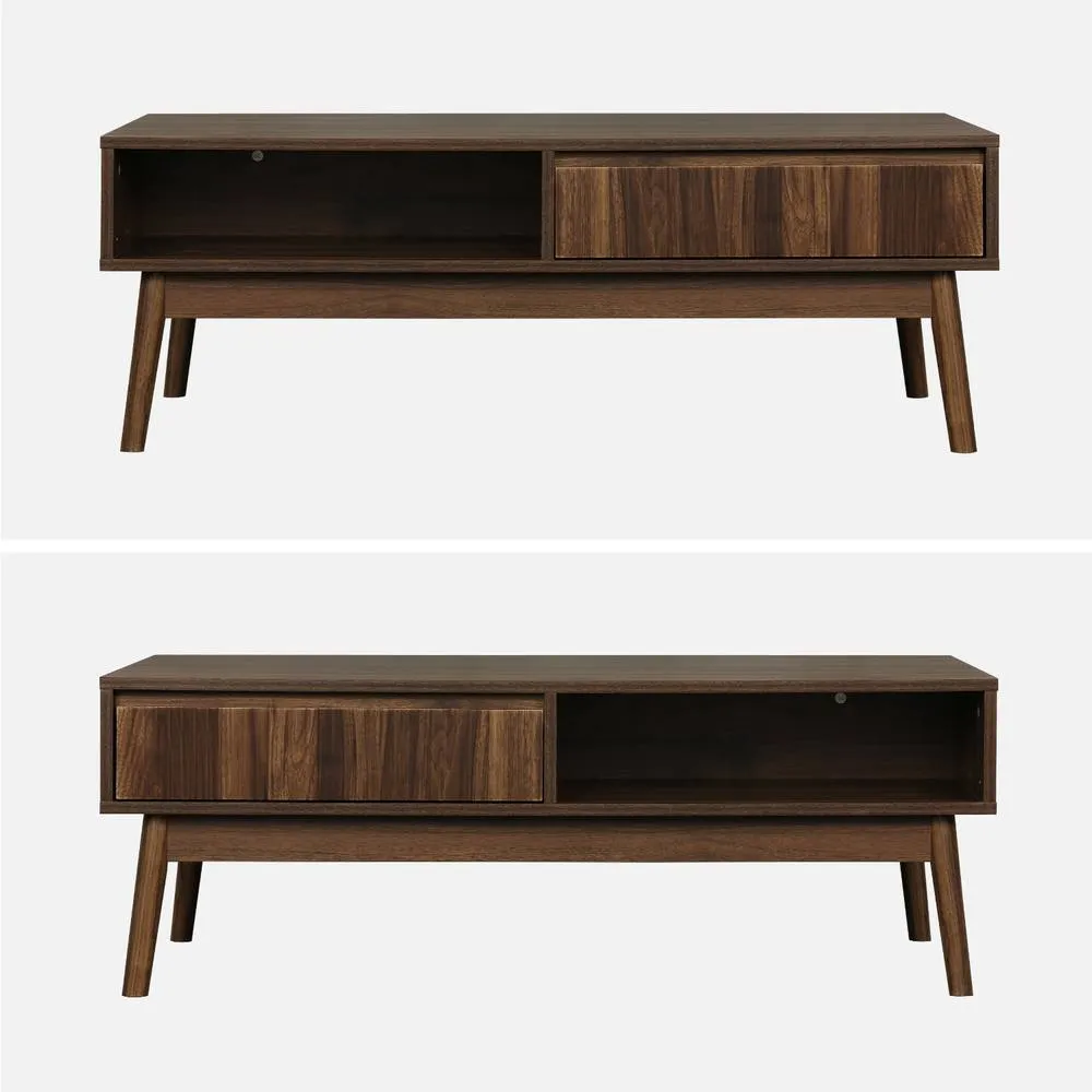 sweeek Grooved Wood Detail Coffee Table in Dark Brown 2