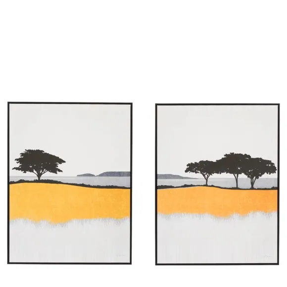 Cedar and Sage Set of 2 Coastal Yellow Framed Canvases 4