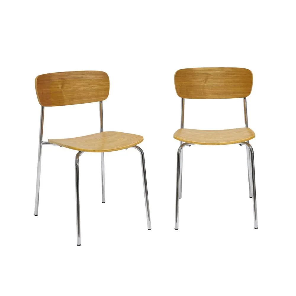 sweeek Vintage metal & plywood chair (set of 2) in Silver 2
