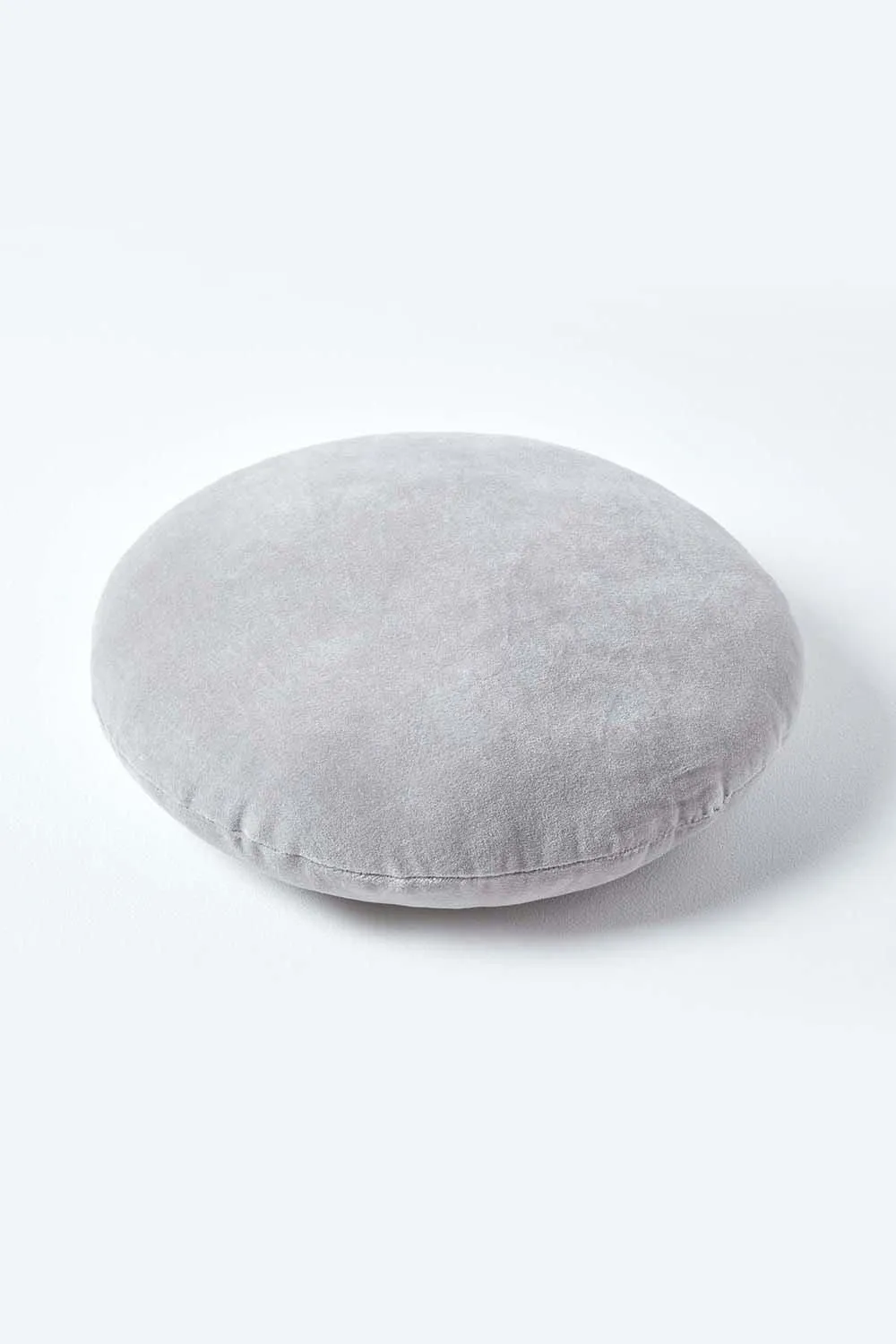 Homescapes Velvet Cushion, 40 cm Round in Light Grey 3