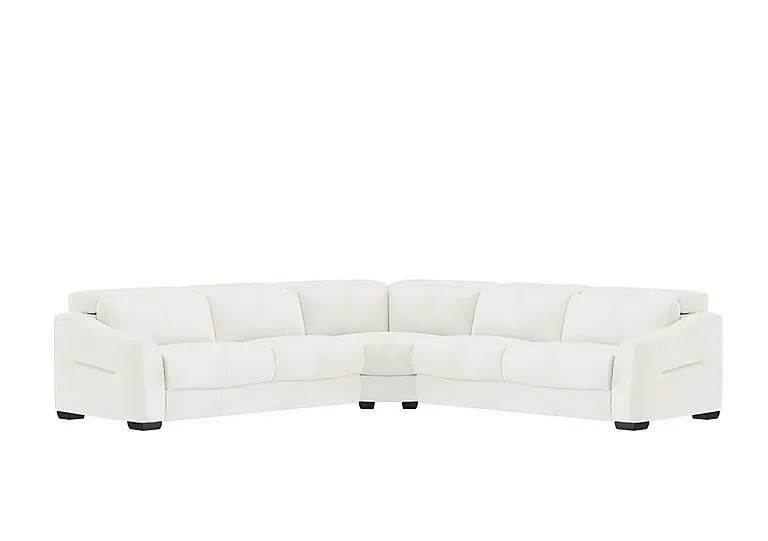 Xavier Leather Large Corner Sofa - BV Star White