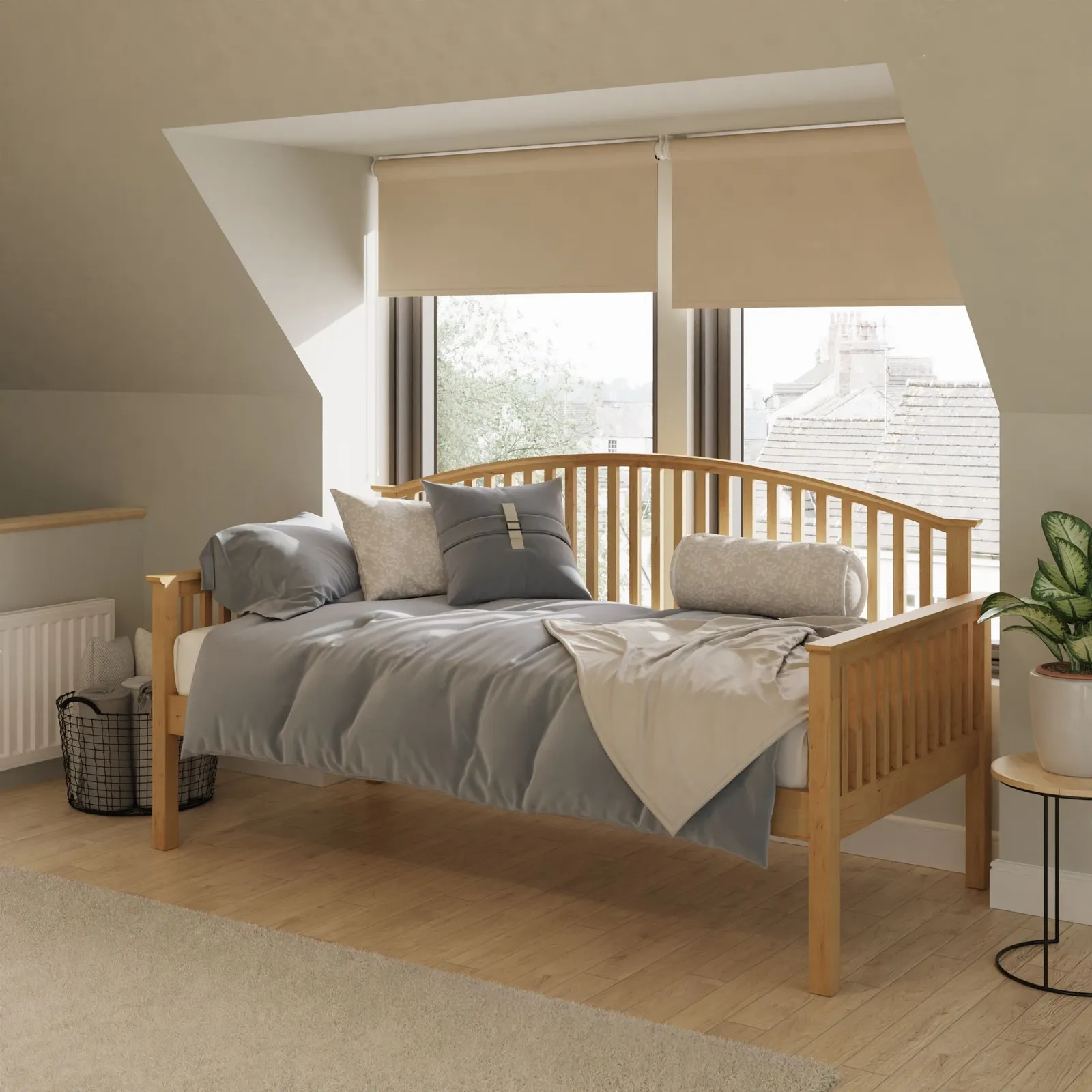 GFW Madrid Wooden Day Bed in Light Oak