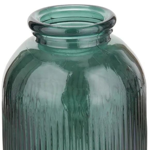 Tall Ribbed Recycled Glass Vase 3