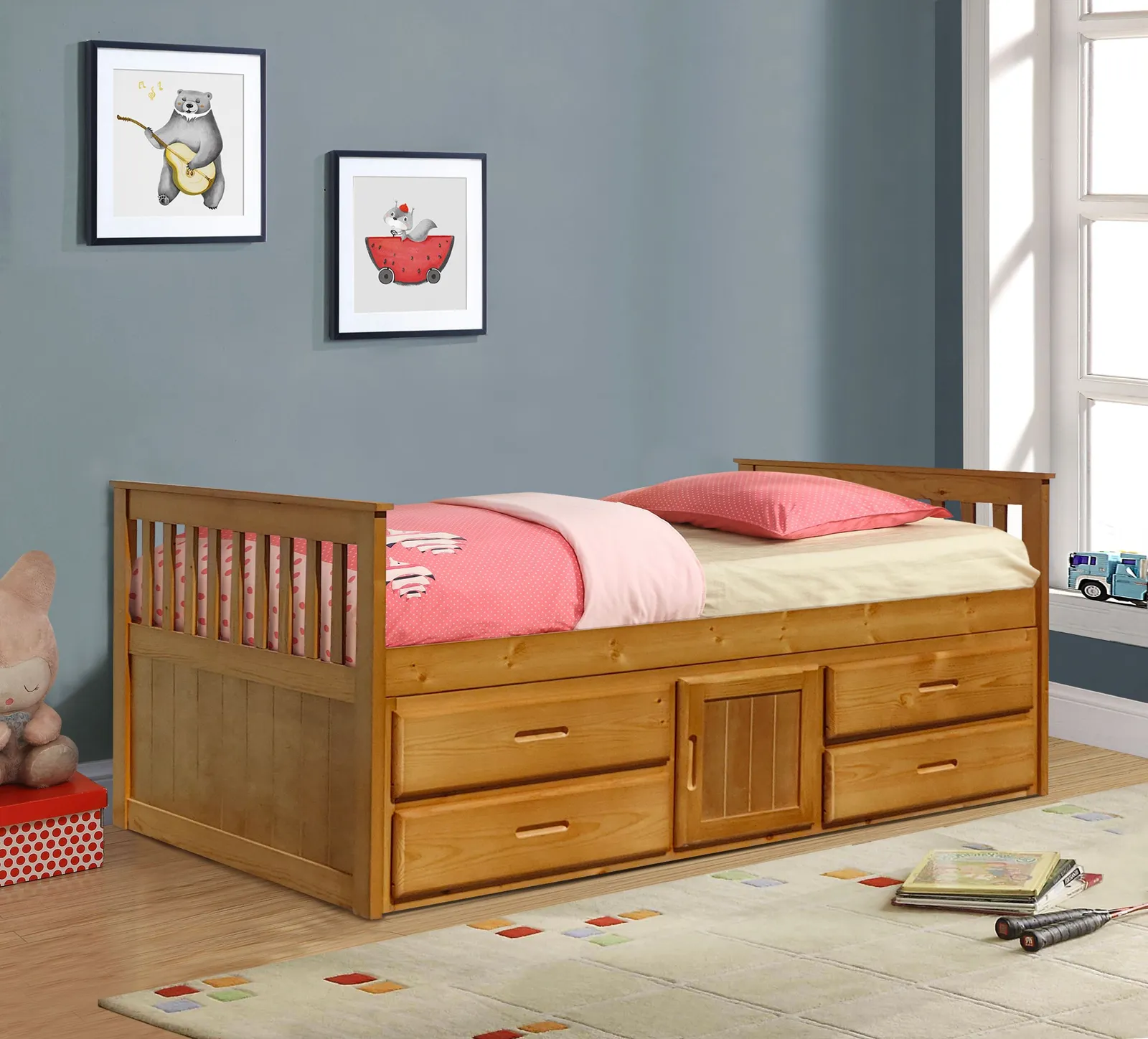 Comfy Living Ltd 3ft Wooden Captains Bed With Drawers & Storage in Light Brown 2
