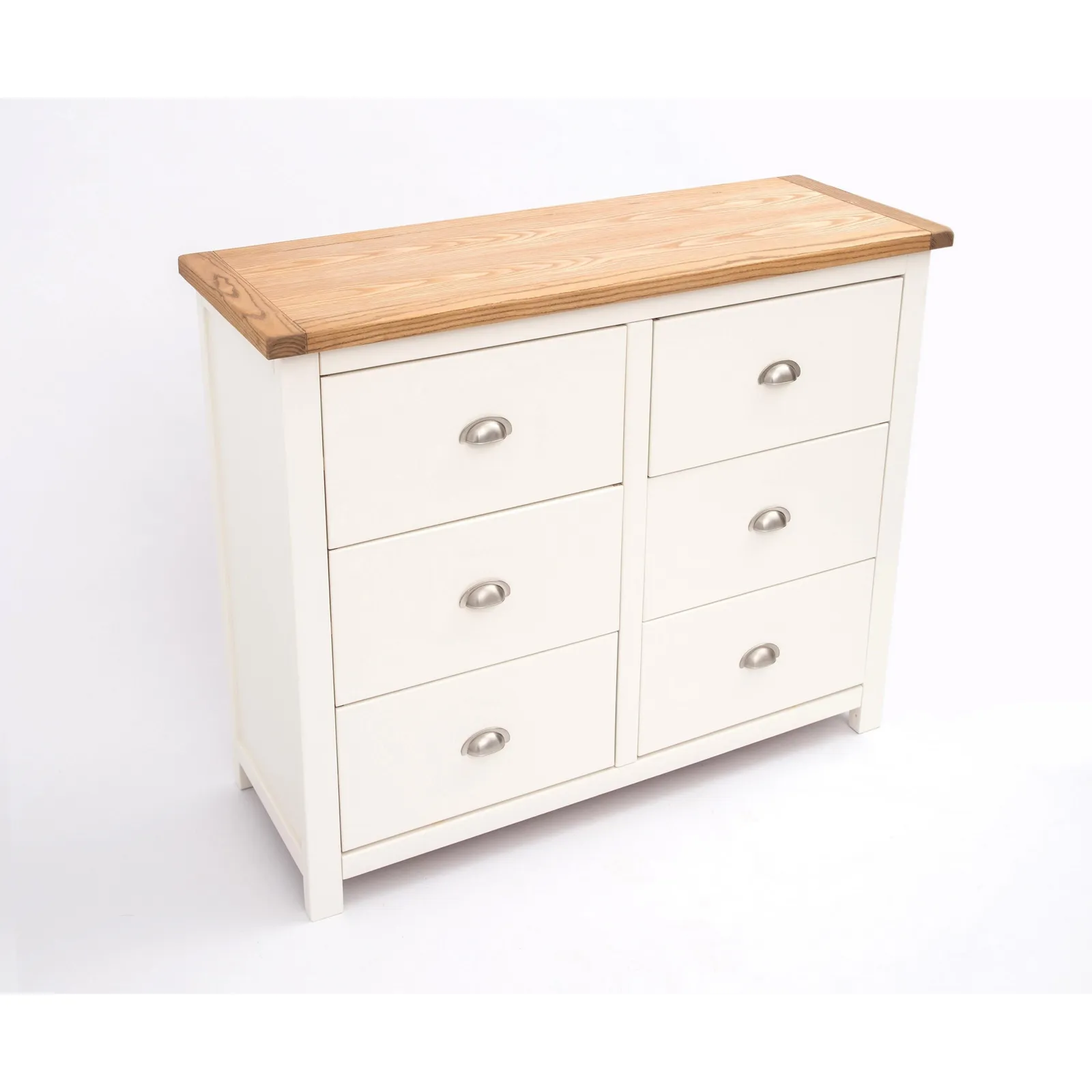 Cabinet Bits Lovere 6 Drawer Chest of Drawers Chrome Cup Handle in Off-White 4