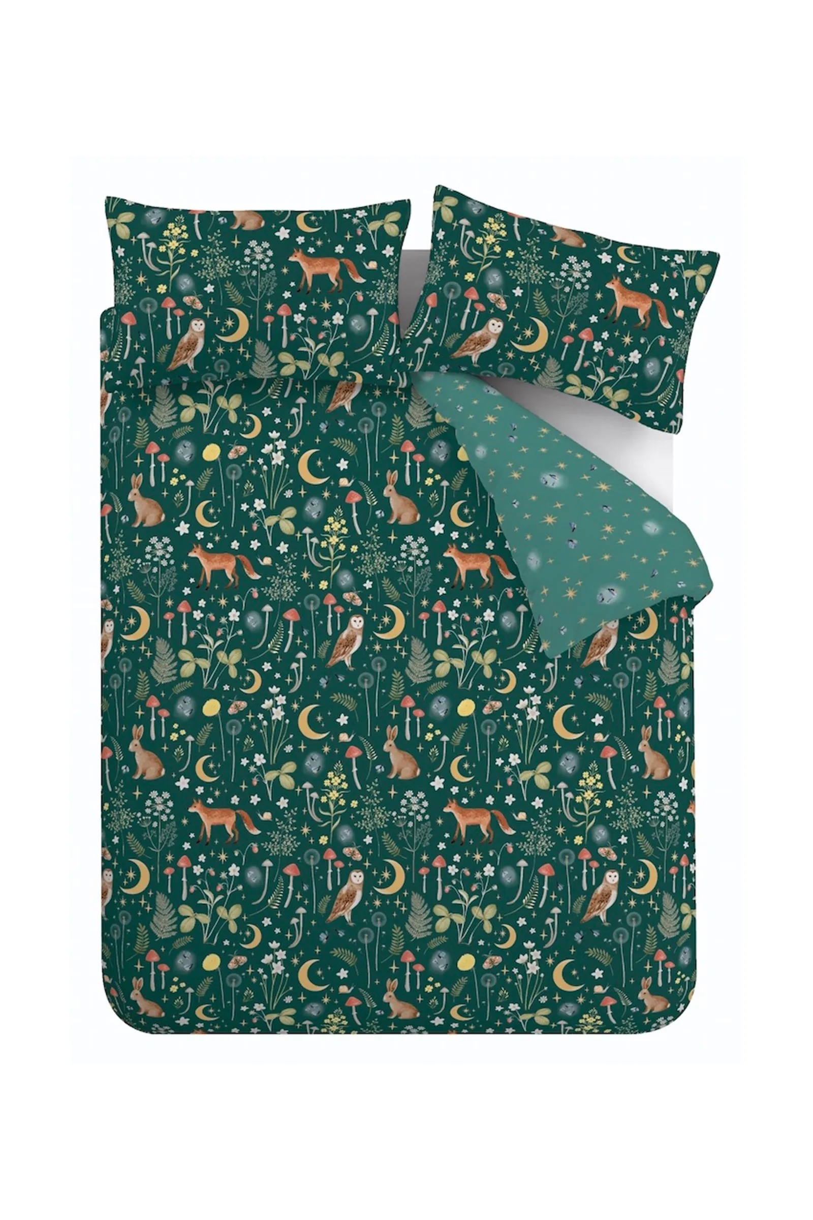 Catherine Lansfield 'Enchanted Twilight Animals' Reversible Duvet Cover Set in Green 6