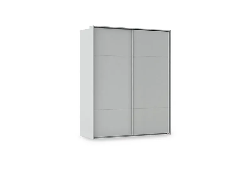 Haven 190cm 2 Door Slider Wardrobe with Décor Doors - Silk Grey/Silk Grey Front