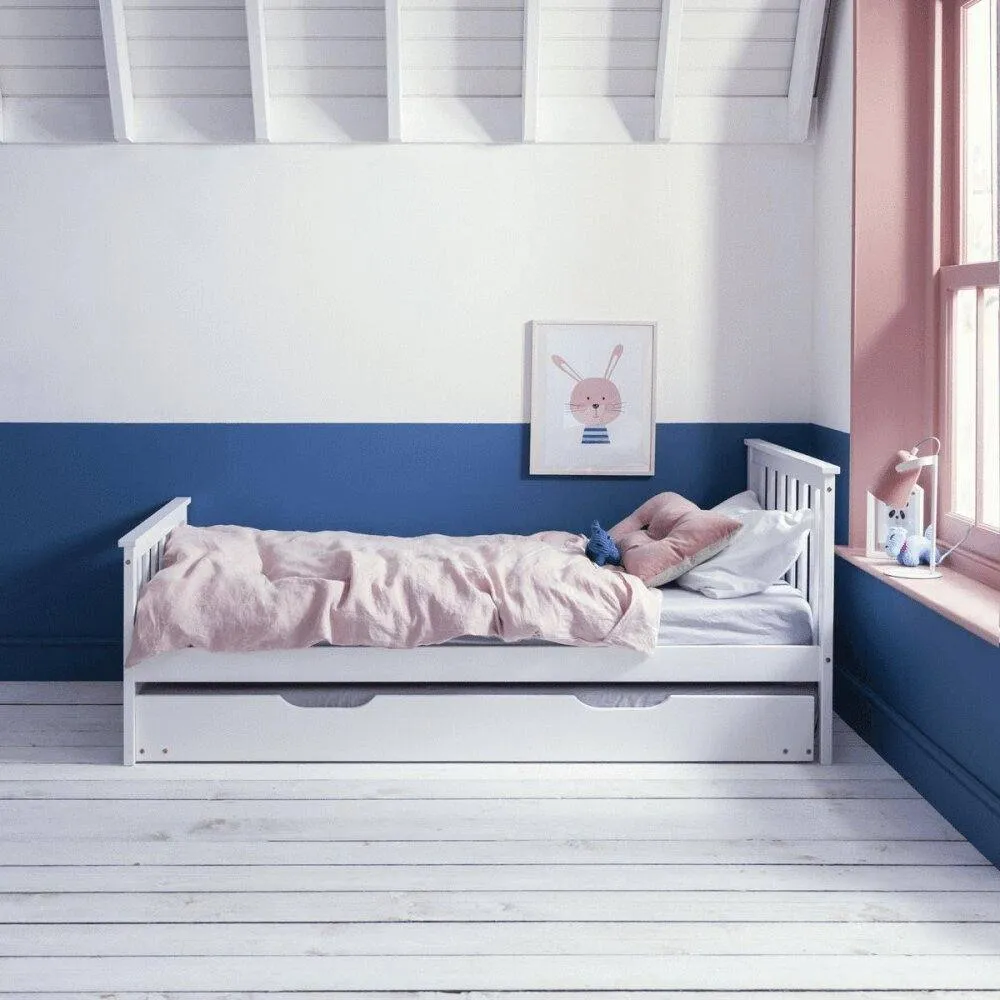 Nöa and Nani Dorset Single Bed with Pull Out Spacesaver Trundle in White