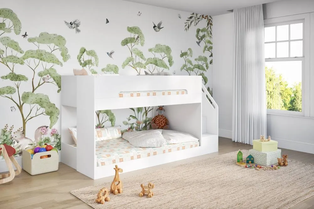 Flair Deimo Staircase Low Bunk Bed White 4