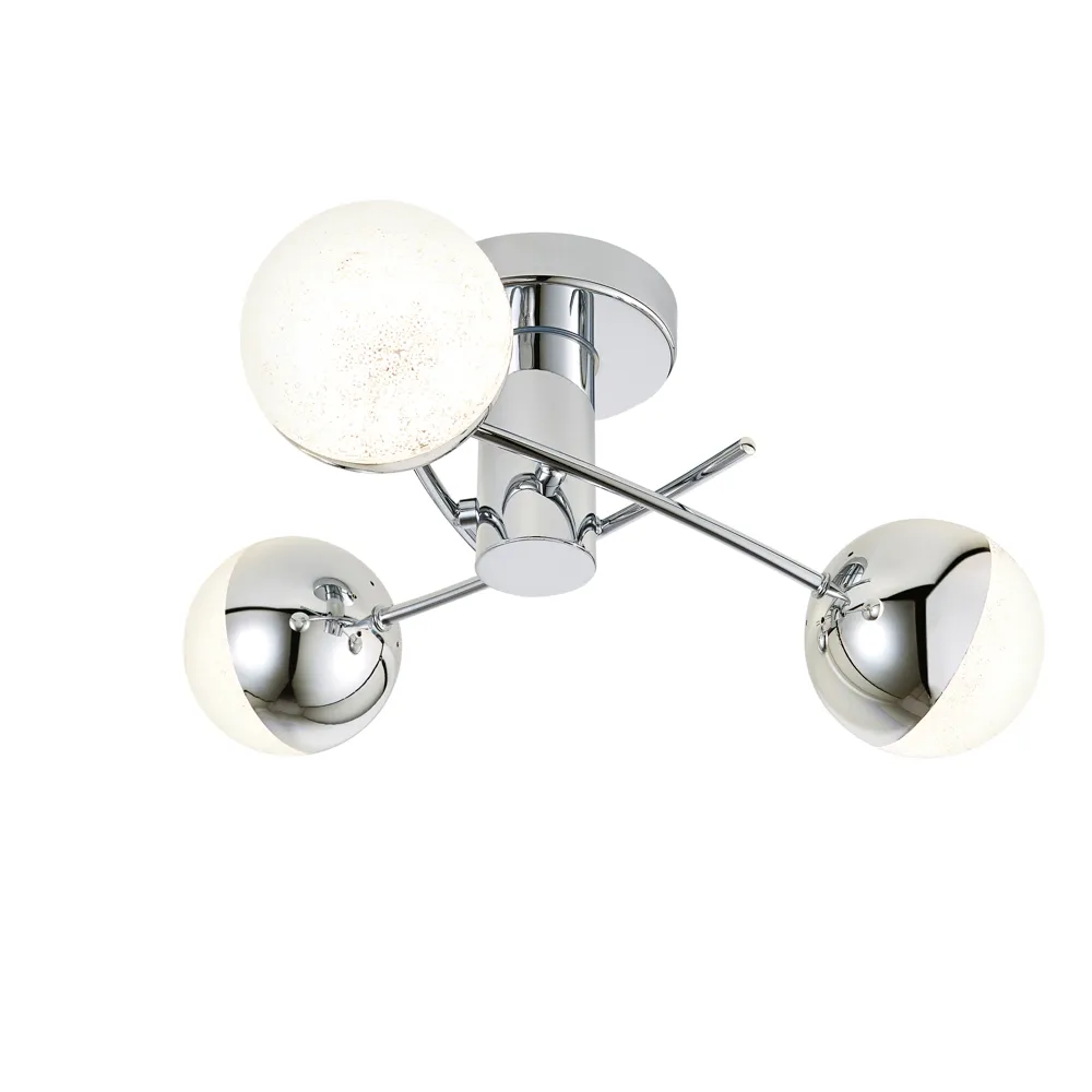 Sile Small LED Bathroom Semi Flush Ceiling Light, Chrome
