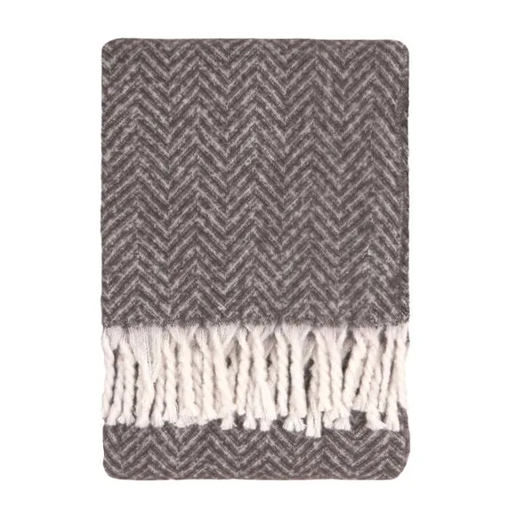 Furn Tweedie Brushed Herringbone Throw Charcoal 130 X 180Cm, Grey 3
