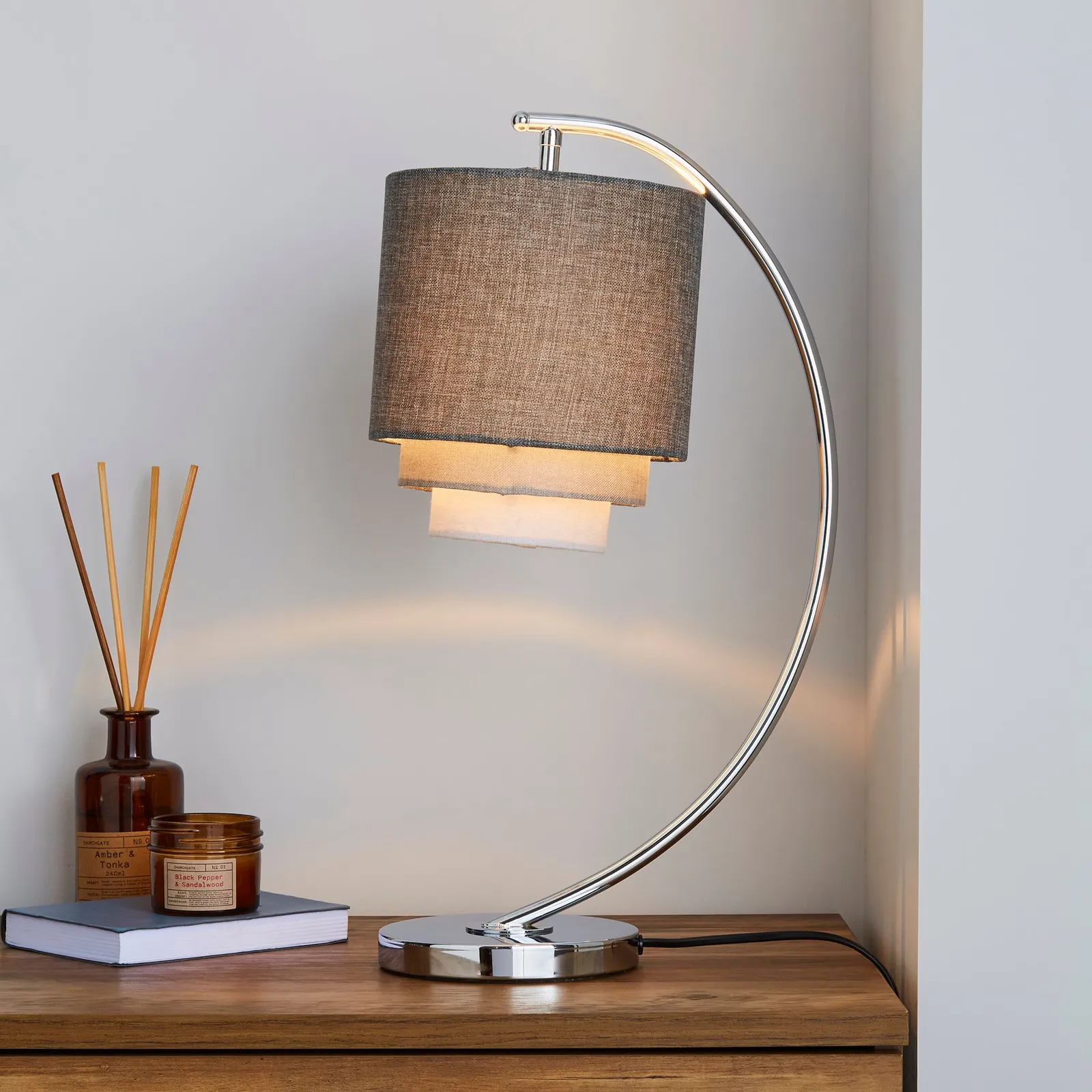 Eclipse 3 Tier Grey Table Lamp Grey