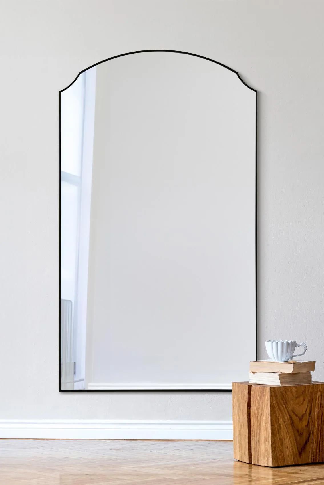 MirrorOutlet Black Edged Dual Arch Curved Edge Wall Mirror 63"x35" (160 X 90cm)