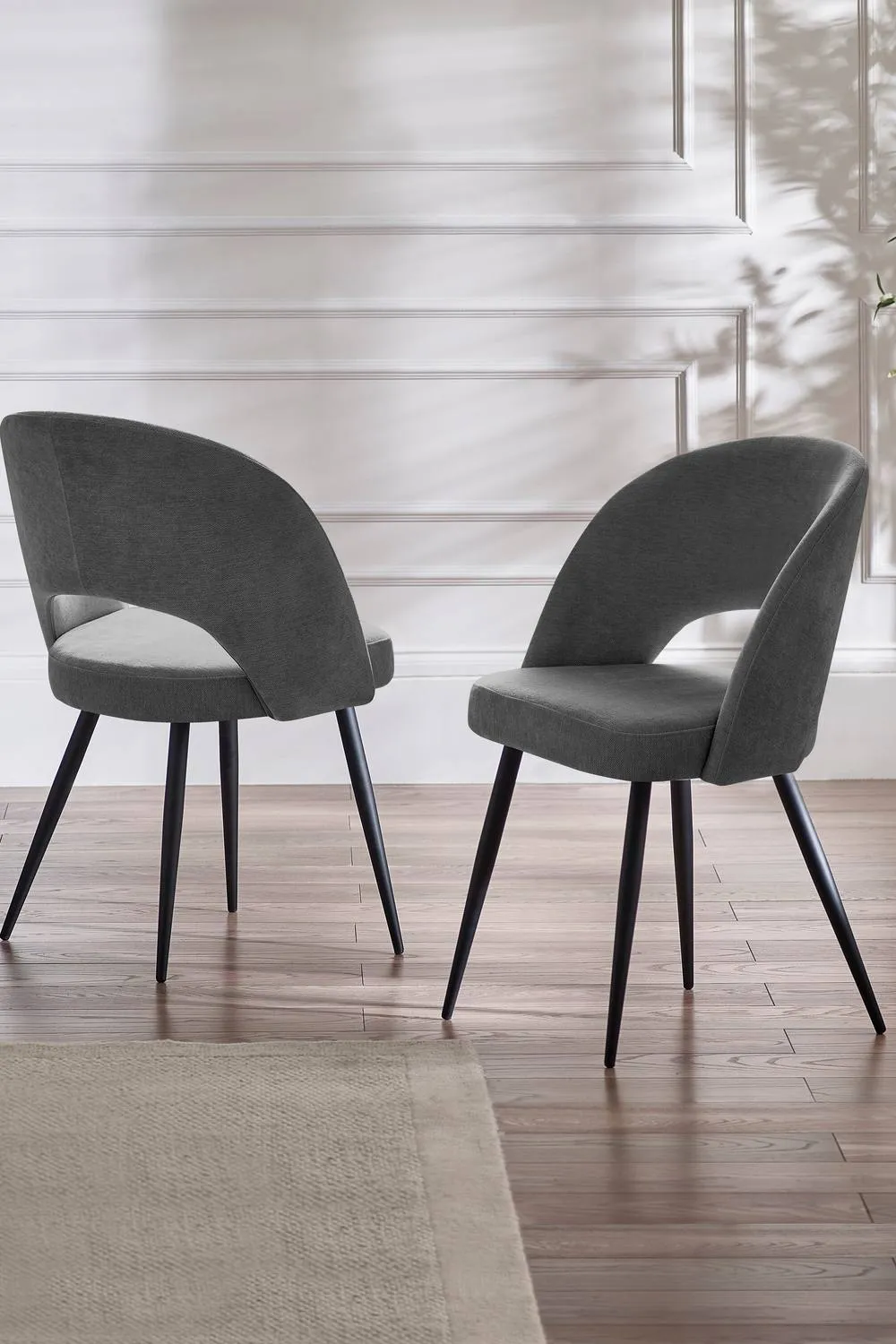 Julian Bowen Ella Curved Back Upholstered Dining Chair (Set of 2) in Dark Grey