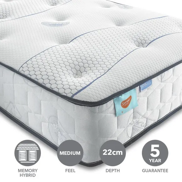 Return - Sareer Open Coil Cool Blue Memory Foam Hybrid Mattress, Single