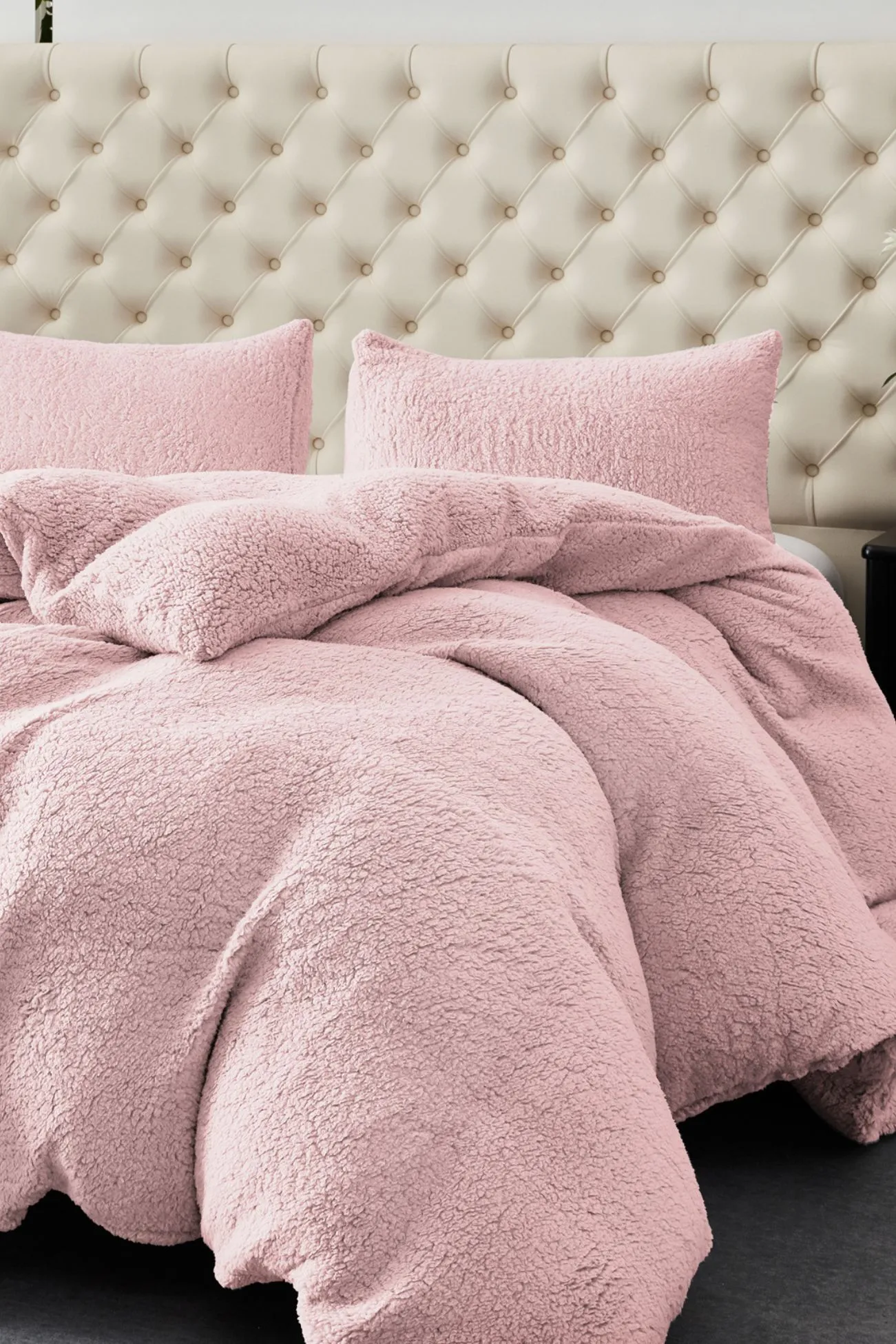 Ezysleep Winter Warm Soft Teddy Fleece Duvet Set in Pink