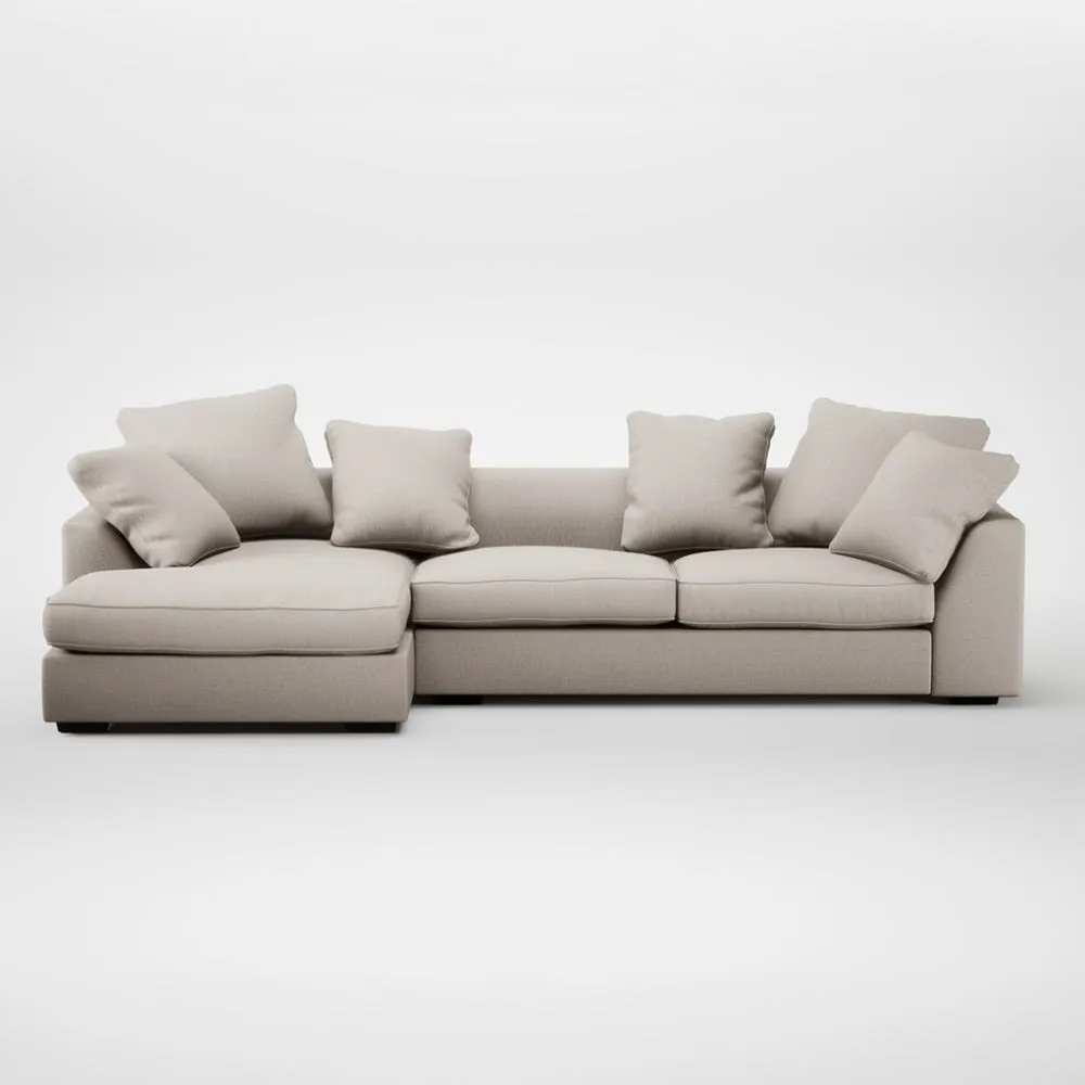 Heal's Cumulus Left Hand Facing Chaise Sofa Capelo Linen-Cotton Sesame Black Feet 2