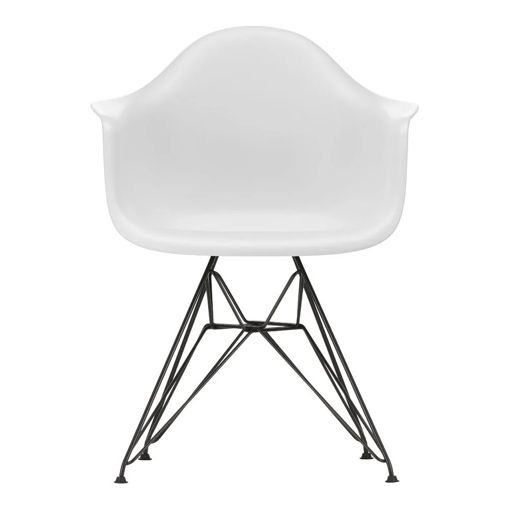 Vitra Eames DAR Armchair RE in Cotton White 30 Basic Dark Powder Coated Base 05 Glides 1