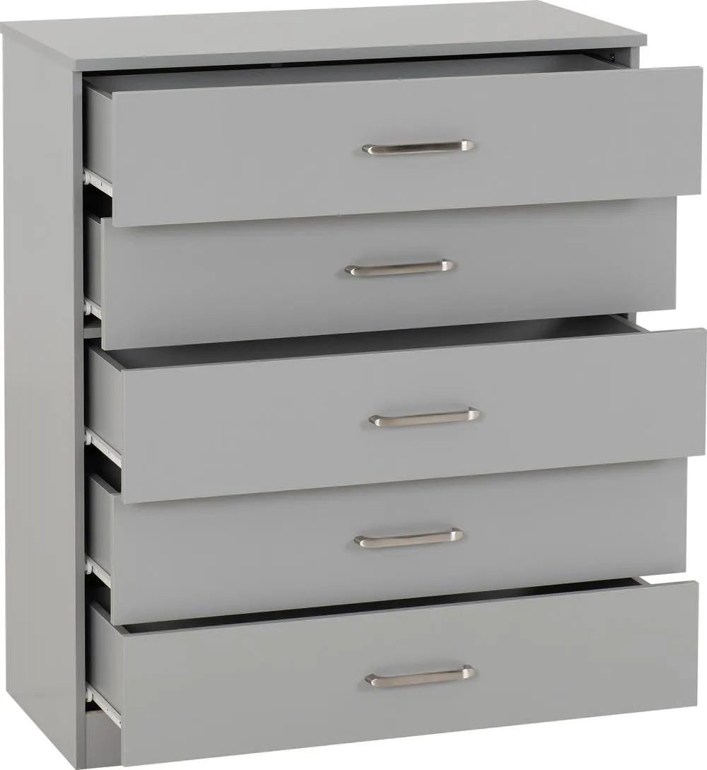 Seconique Dakotia 5 Drawer Chest in Light Grey 3