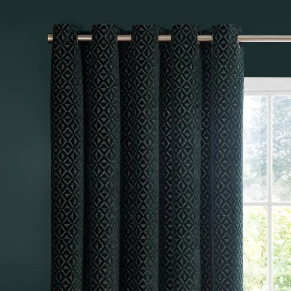 Diamond Geometric Velvet Eyelet Curtains 1