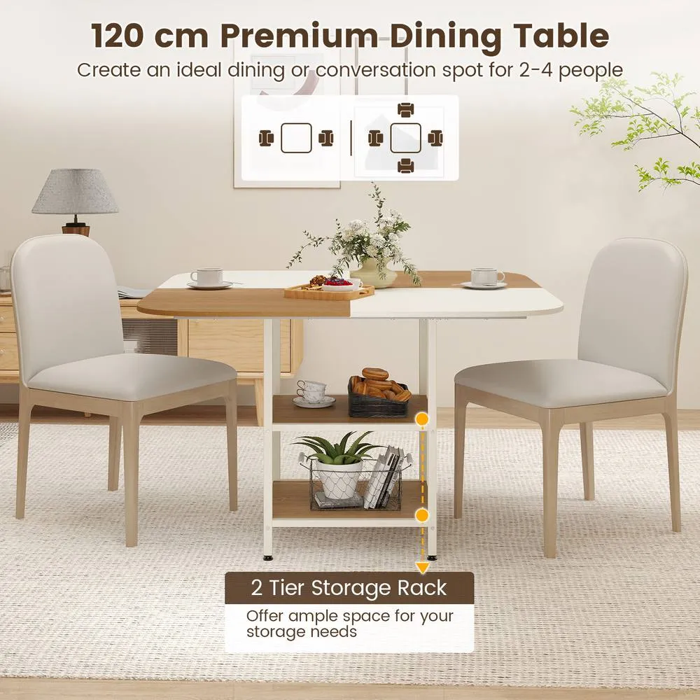 Costway 120 cm Modern Dining Table with Mix-colored Tabletop in Khaki 6
