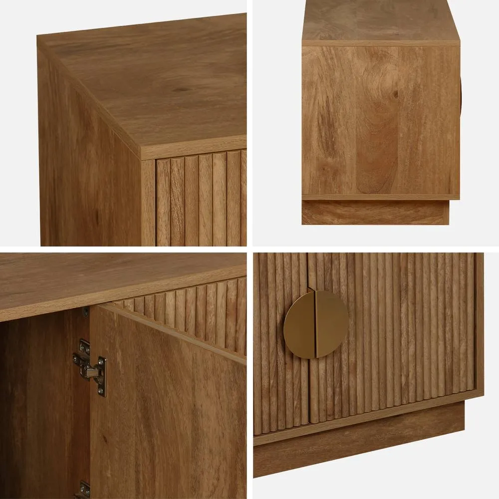 sweeek 140cm Tv Unit Exotic Wooden Effect 4 Doors in Brown 3