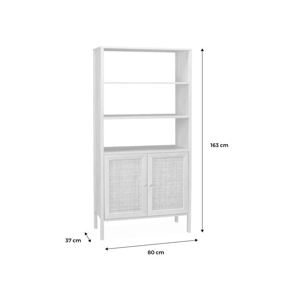 sweeek Wood & Cane Effect Bookshelf 4 Levels in Light Brown 5