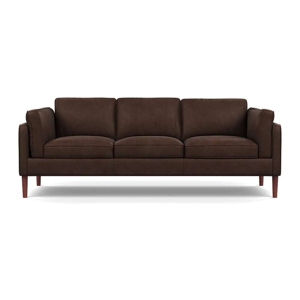 Heal's Sonno 4 Seater Heritage Leather Chestnut 2064,Walnut Feet 1
