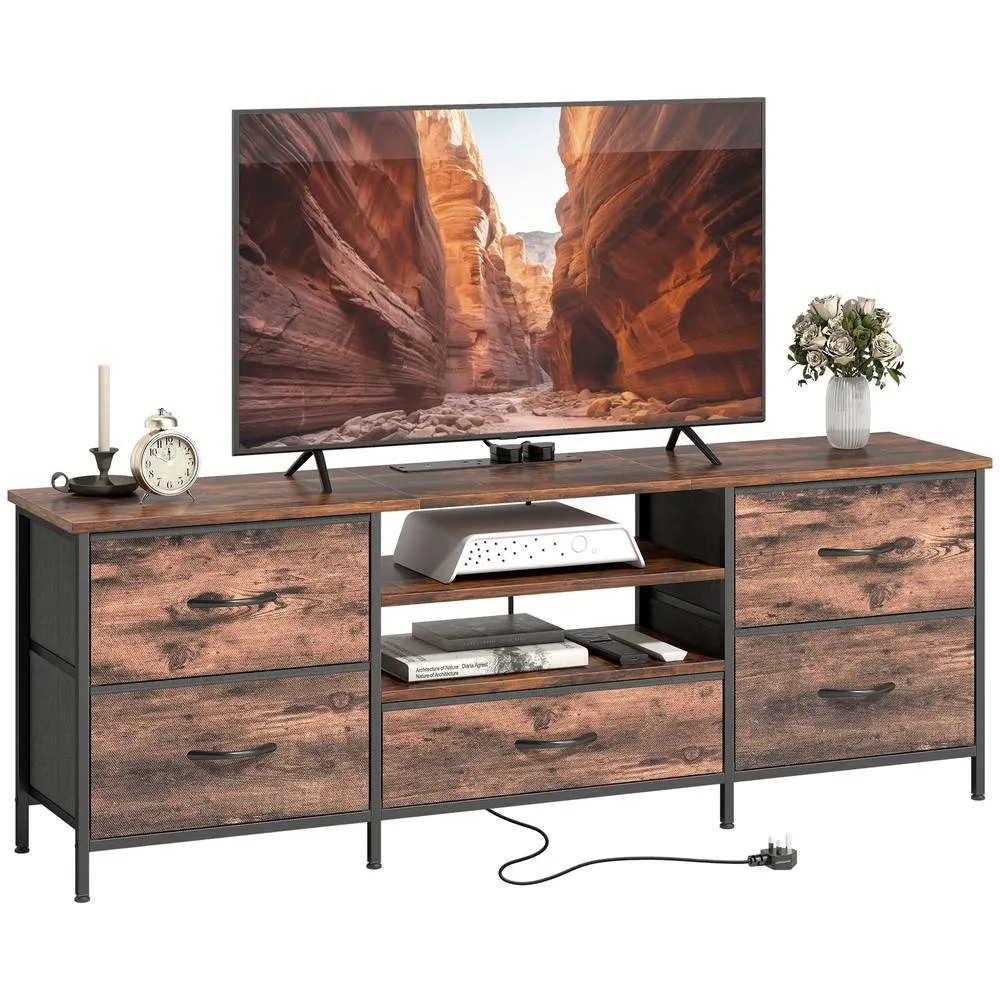 HOMCOM TV Unit with Charging Station, TV Stand for TVs up to 65 Inch in Brown 2