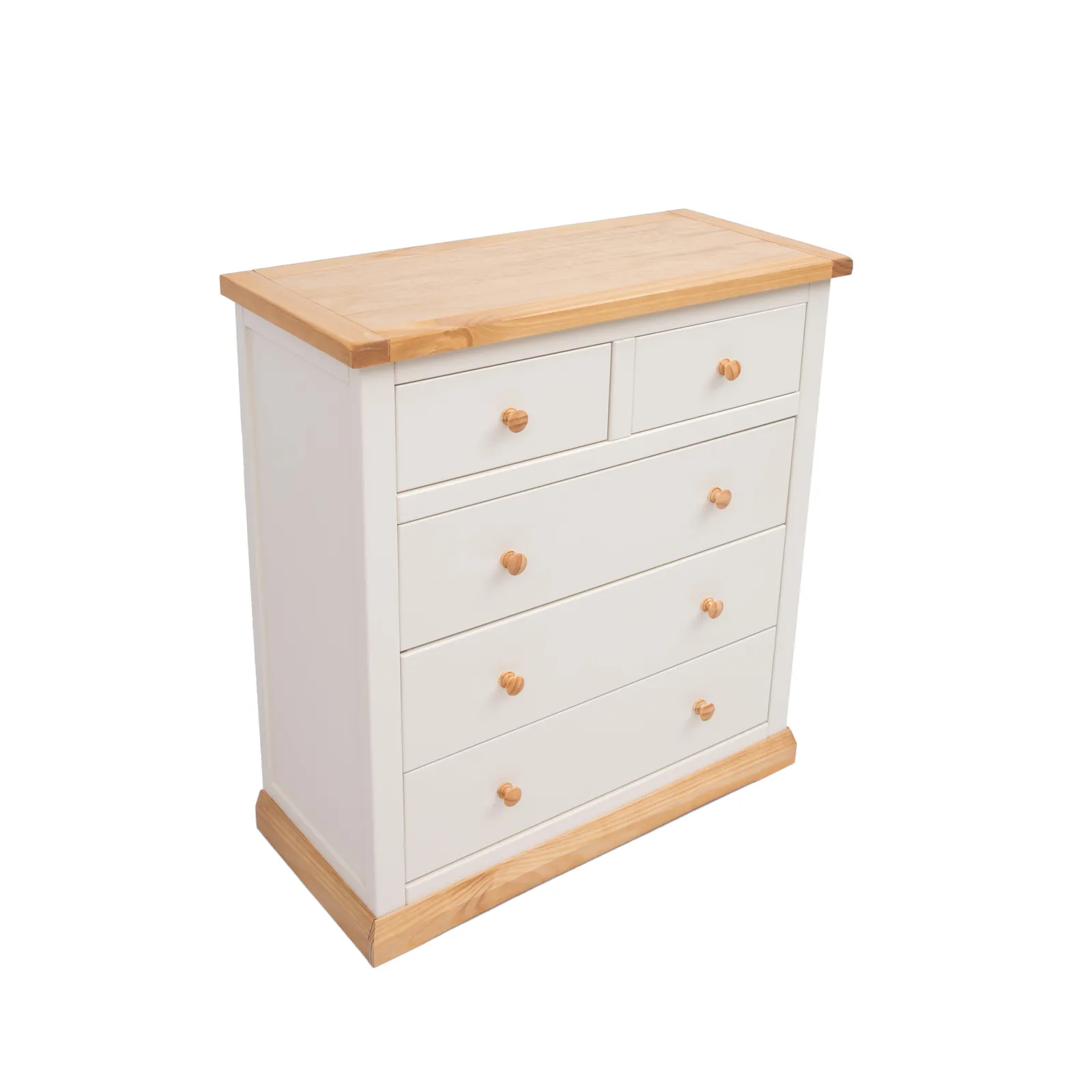 Cabinet Bits Trevi 5 Drawer Chest of Drawers Wood Knob in Off-White 3
