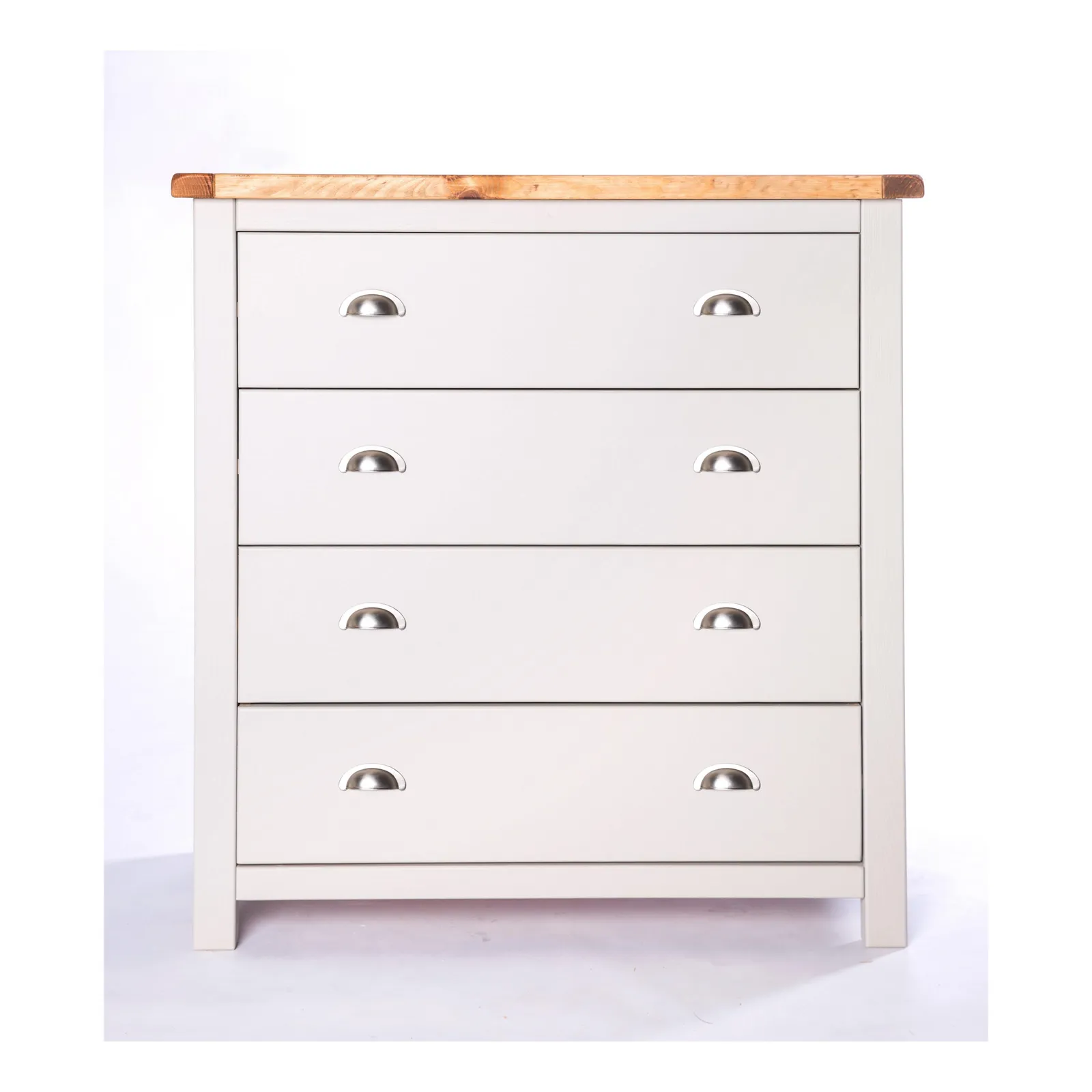 Cabinet Bits Argenta 4 Drawer Chest of Drawers Chrome Cup Handle in Light Grey 2