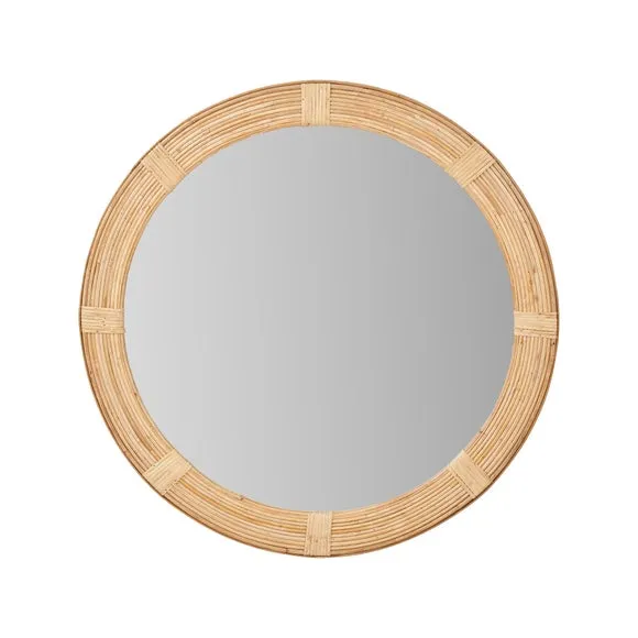 Natural Bent Bamboo Frame Round Wall Mirror 4