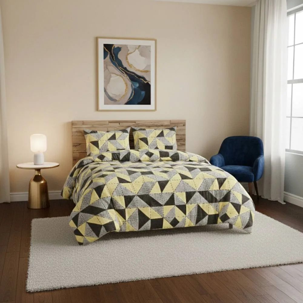 Snug City Geometric Print Duvet Set Trendy Minimalist Bedding for Modern Homes in Grey