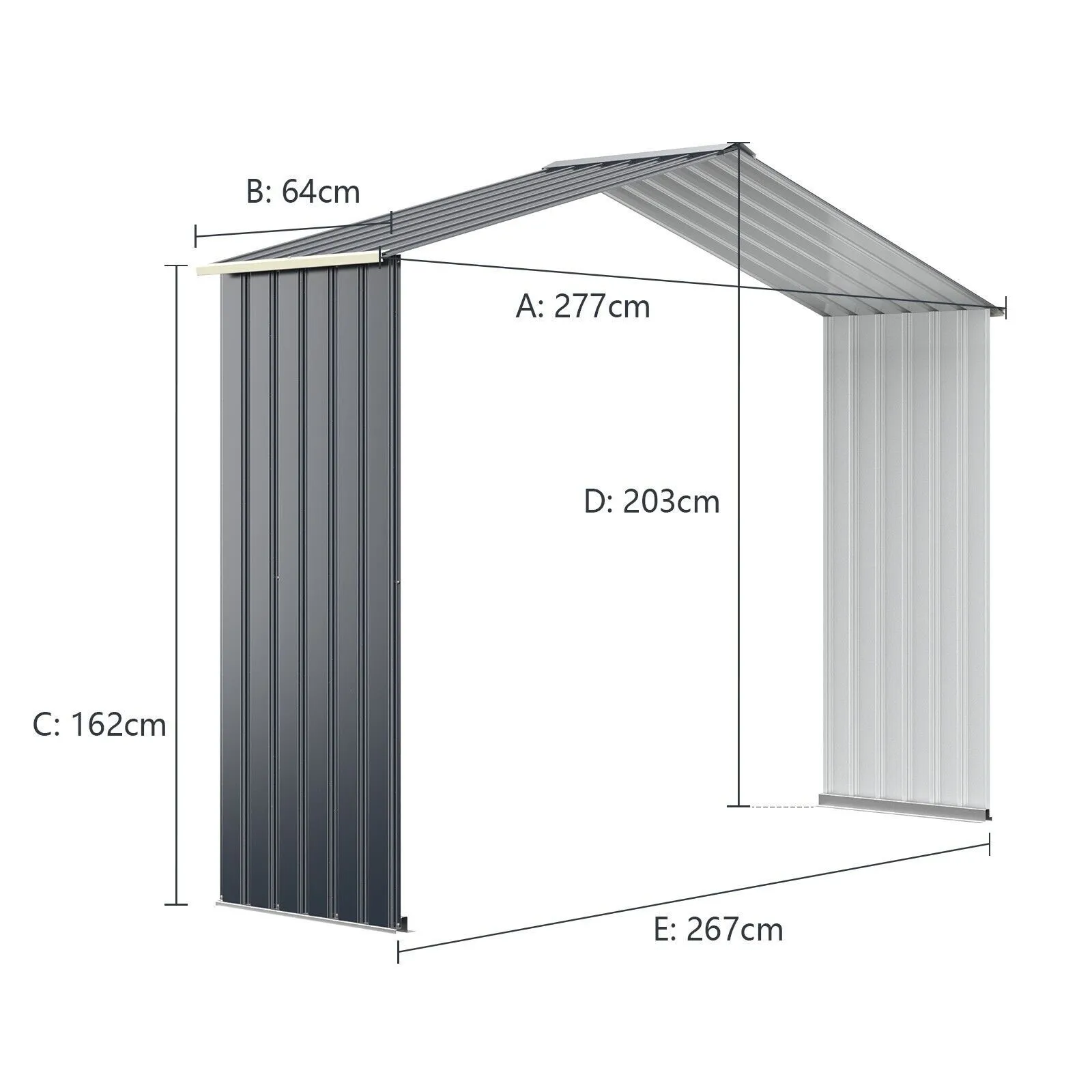Costway Outdoor Storage Shed Extension Kit for 203 cm Shed Width Increased Storage Space in Grey 2