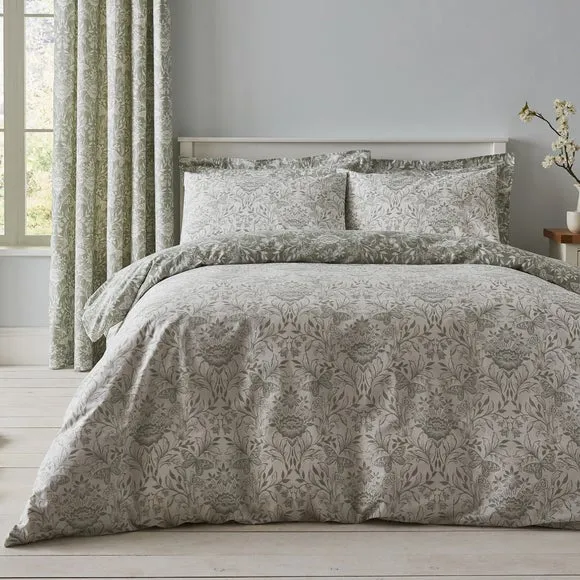 Evesham 100% Cotton Green Duvet Cover and Pillowcase Set