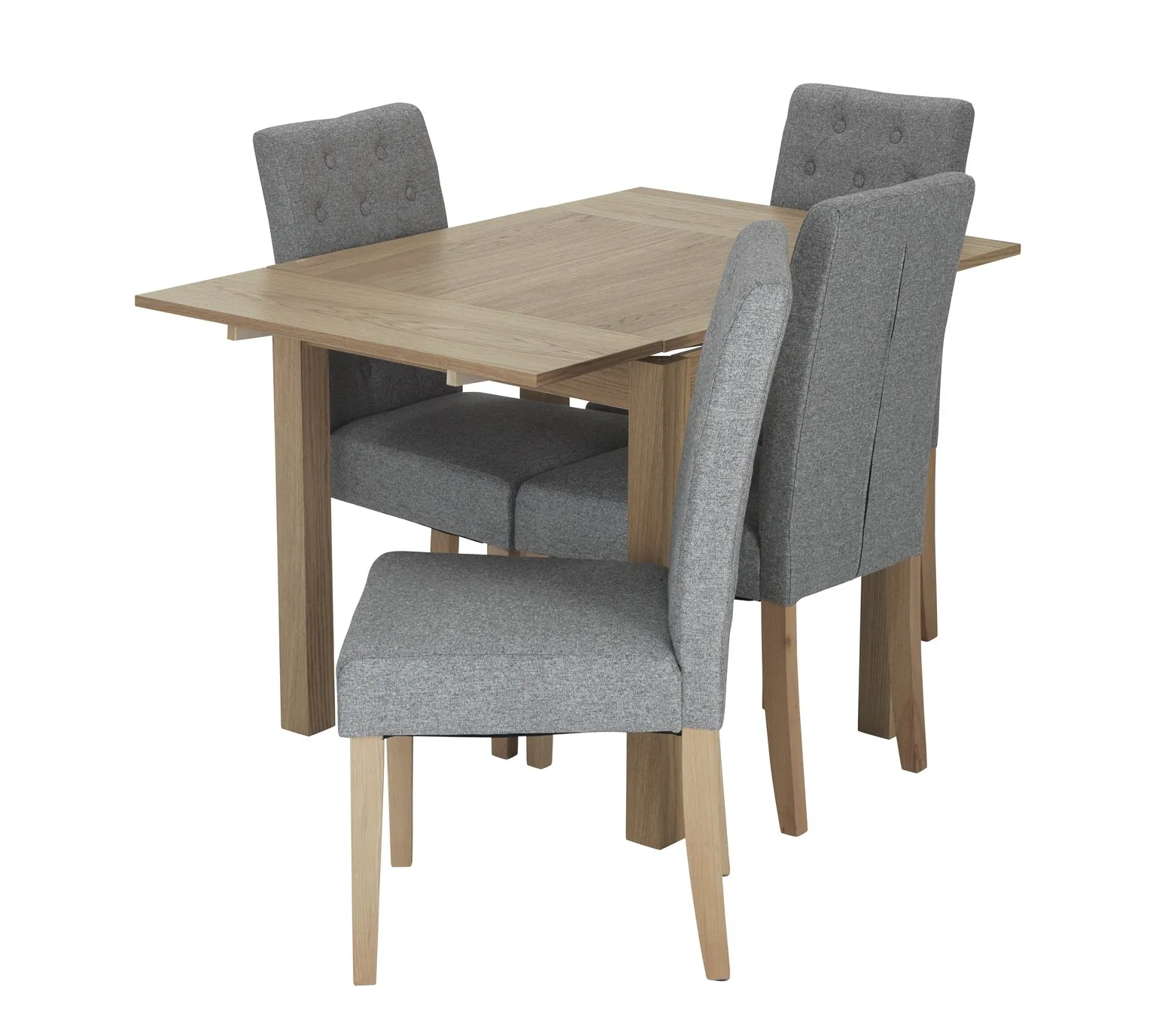 Habitat Clifton Extending Table & 4 Button Chairs - Grey