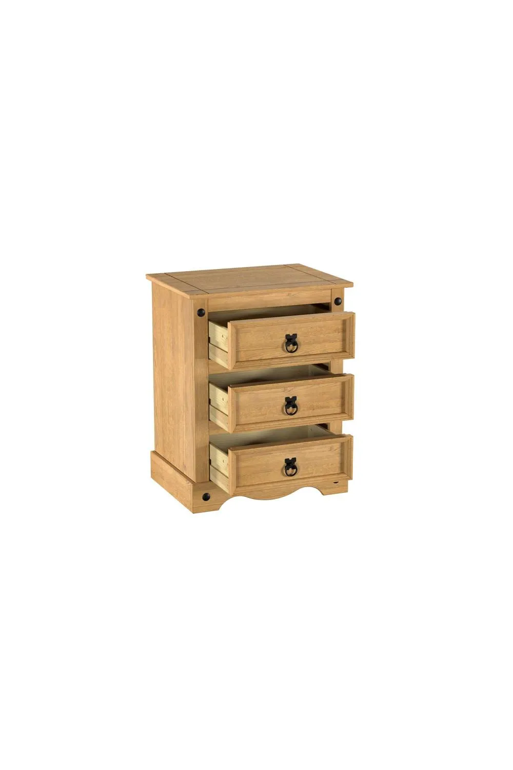 Birlea Corona Large 3 Drawer Bedside Cabinet Bedside Mexican Chest in Natural 5