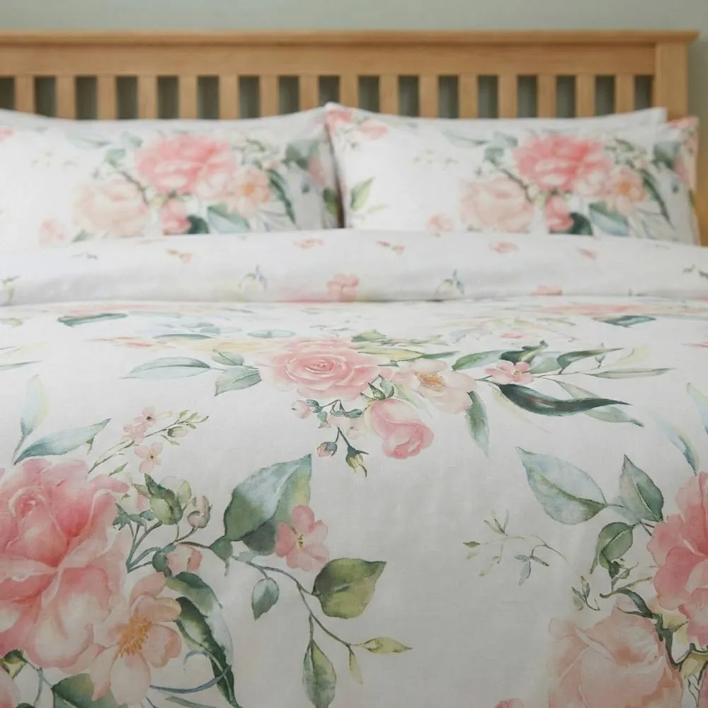 Rapport Home Ava Blush Floral Microfibre Reversible Duvet Cover Set 5