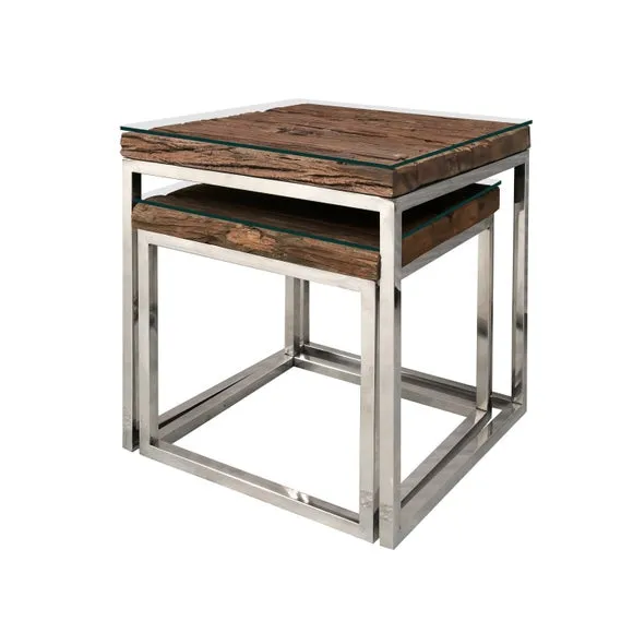 Indus Valley Railway Sleeper Nest Of 2 Tables 3