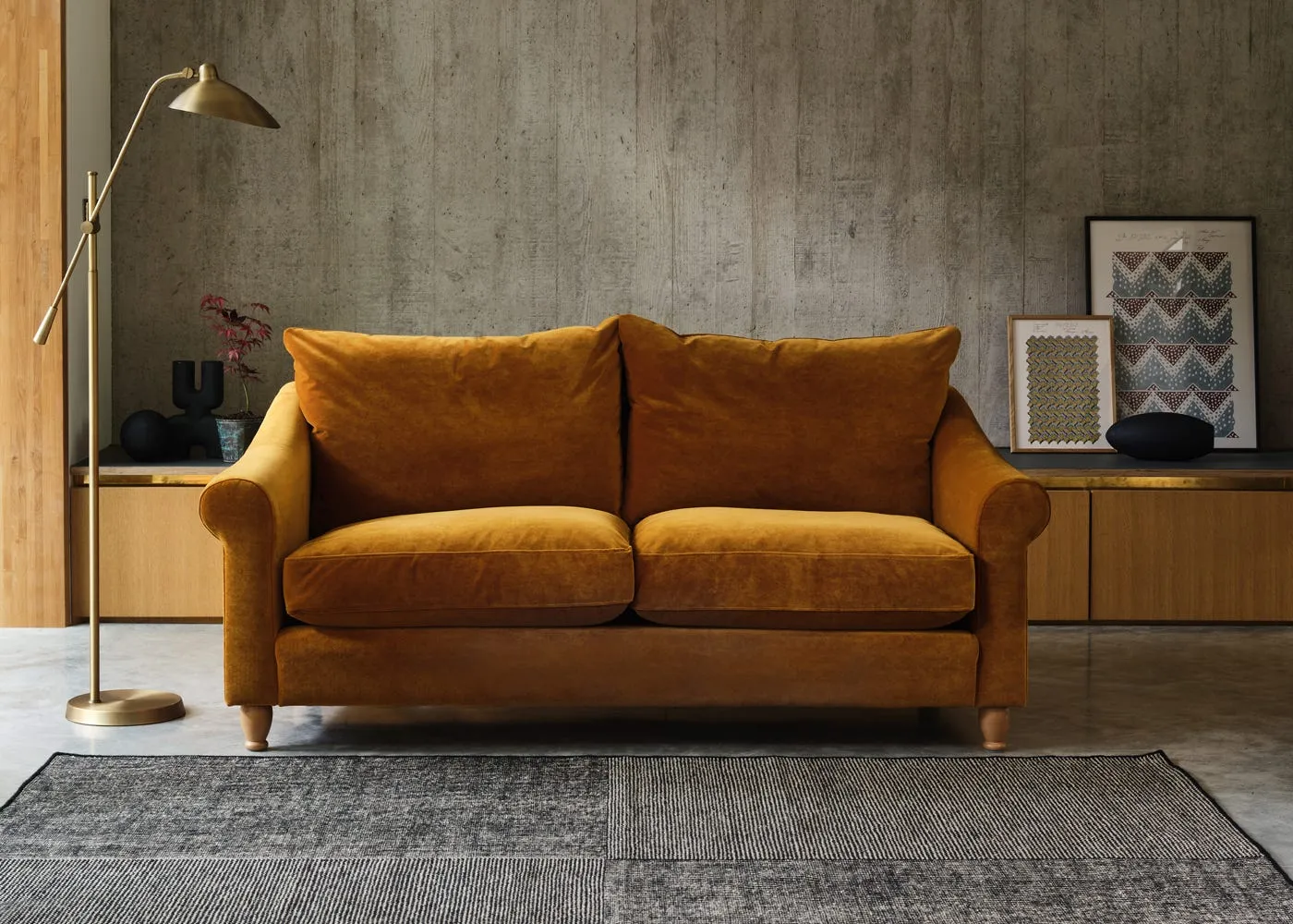 Heal's Devon 4 Seater Sofa Cotton Grain Dark Brown Feet 2