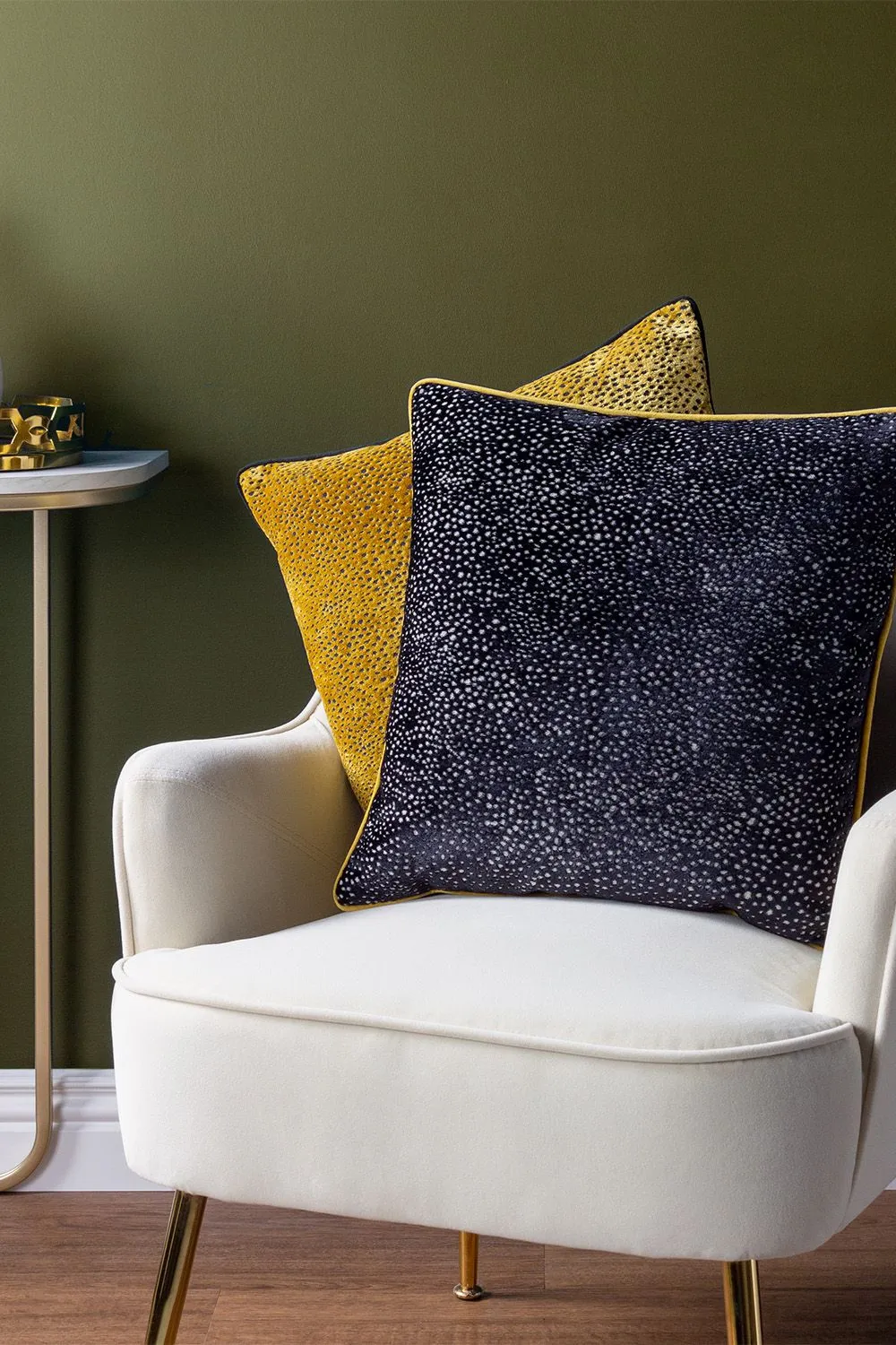 Paoletti Estelle Spotted Piped Cut Velvet Cushion in Black 4
