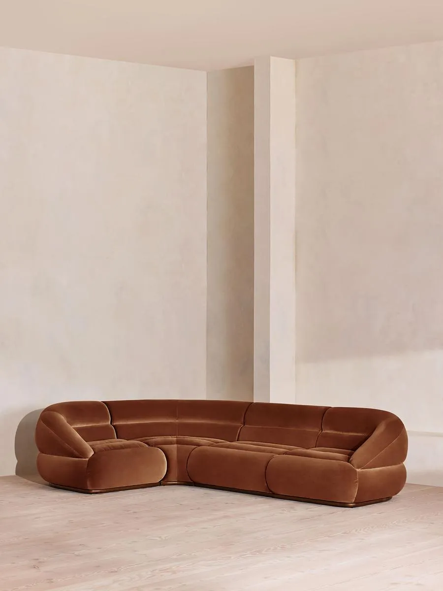 Edison Modular Sofa, L-Shape Sofa, Velvet, Cinnamon